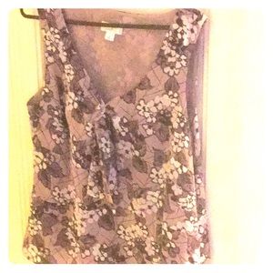 Loft Size 16 purple and white sleeveless blouse